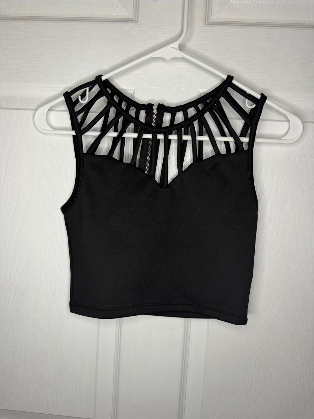 Charlotte Russe Black Strappy Cage Crop Top